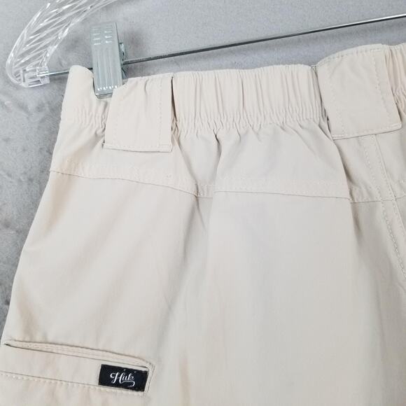 Huk Shorts Womens Small Beige Khaki Nylon Stretch Fishing Outdoor Elastic Waist - Picture 8 of 16